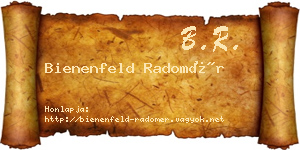 Bienenfeld Radomér névjegykártya